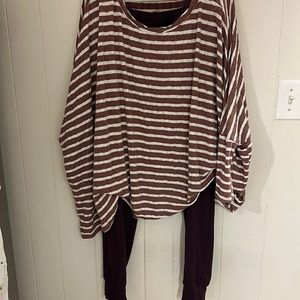 Light plum & white striped oversized shirt. Large (XL also)